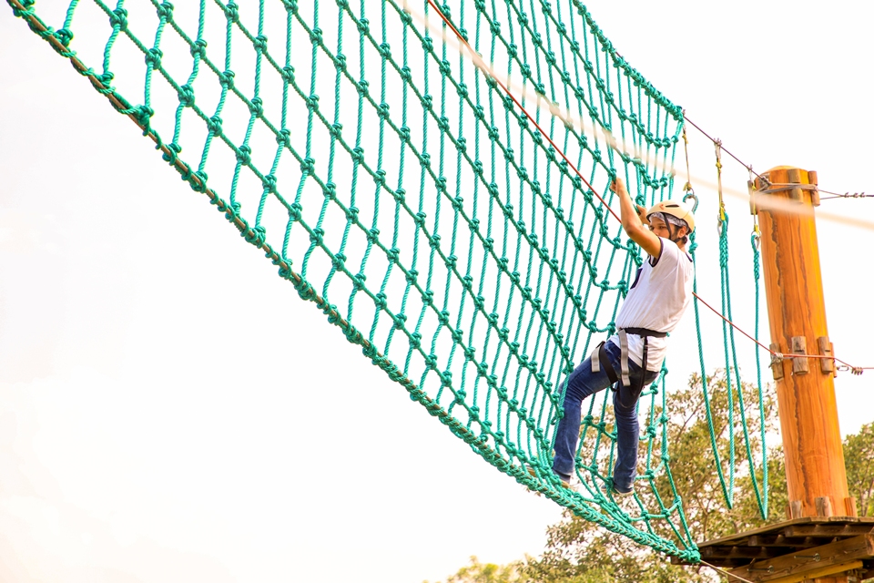 Adventure on the Net Course at Sahas Ramoji Adventure Park